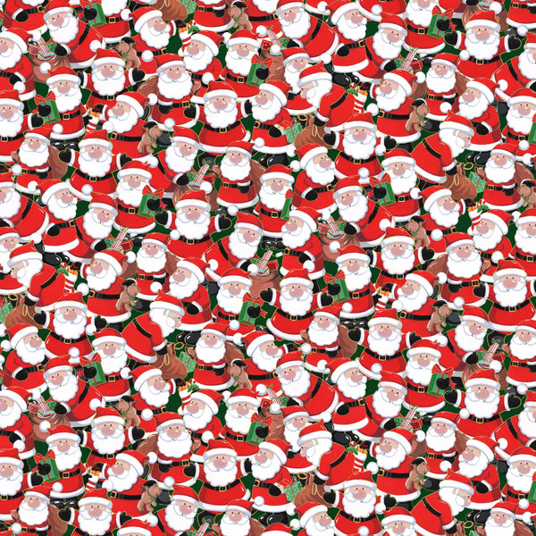 Makower Christmas Fabric Santa Crowd Multi 2587 1