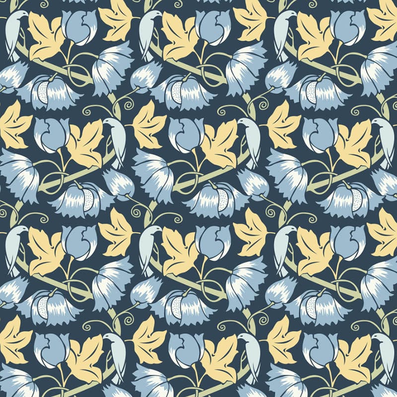 Voysey Birds in Nature Birds Poppies