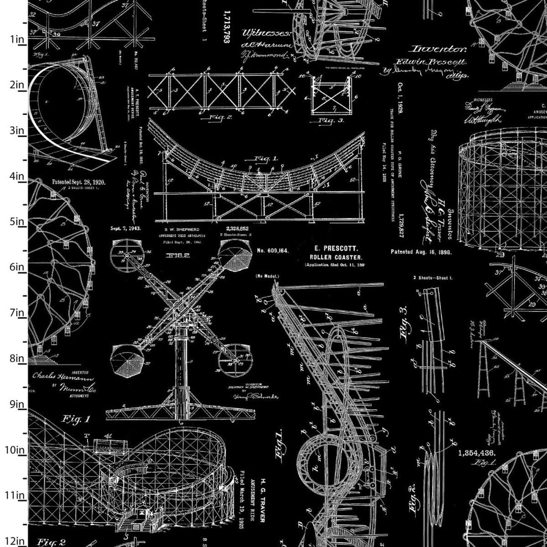 3 Wishes Fabric Amazement Park Blueprint 18736 Blk  - The Sewing Studio