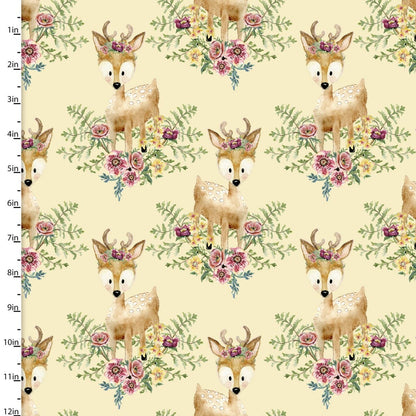 3 Wishes Fabric Forest Friends Deer 18676 Ylw  - The Sewing Studio