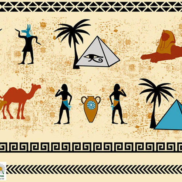 Stof Eye of Egypt Egyptian Drawings Fabric Per 30cm