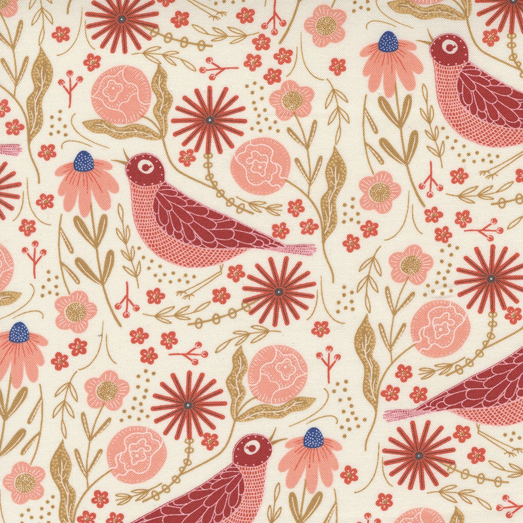 Moda Birdsong Fabric Songbird Cloud Cardinal 48352-21