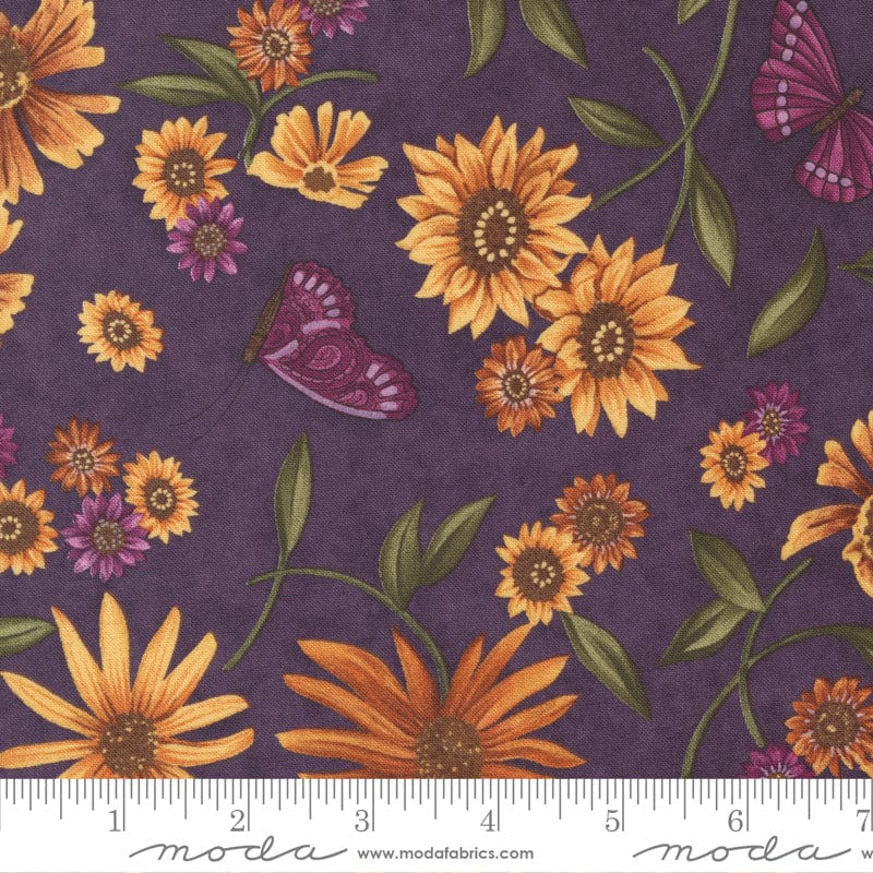 Moda Fabric Sunflower Garden Large Print Purple 6891-14 Ruler