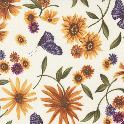 Moda Fabric Sunflower Garden Large Print Porcelain 6891-11