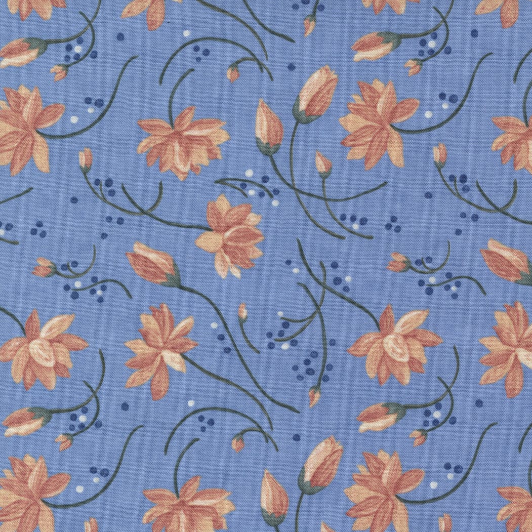 Moda Fabric Watermarks Lillies Sky 6911 13