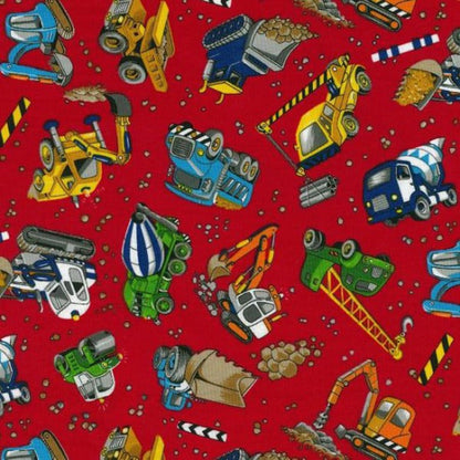 Nutex Construction Trucks Red Fabric