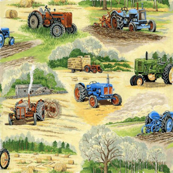 Nutex In The Country Tractors Scenic Fabric