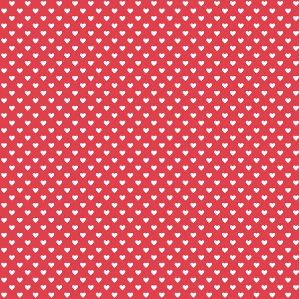 Makower Fabric Hearts White on Red 9149R