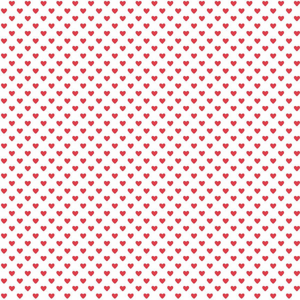 Makower Fabric Hearts Red on white 9149R1