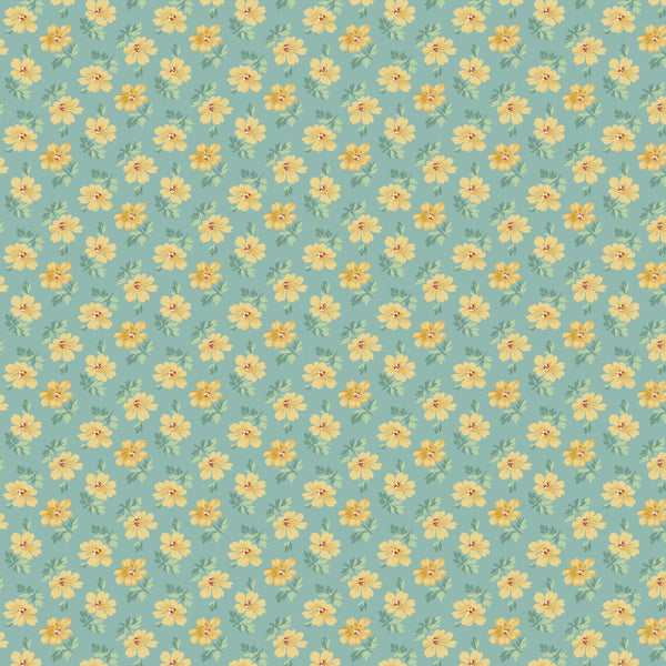 Makower Fabric Avalon Mini Flowers Green A698G
