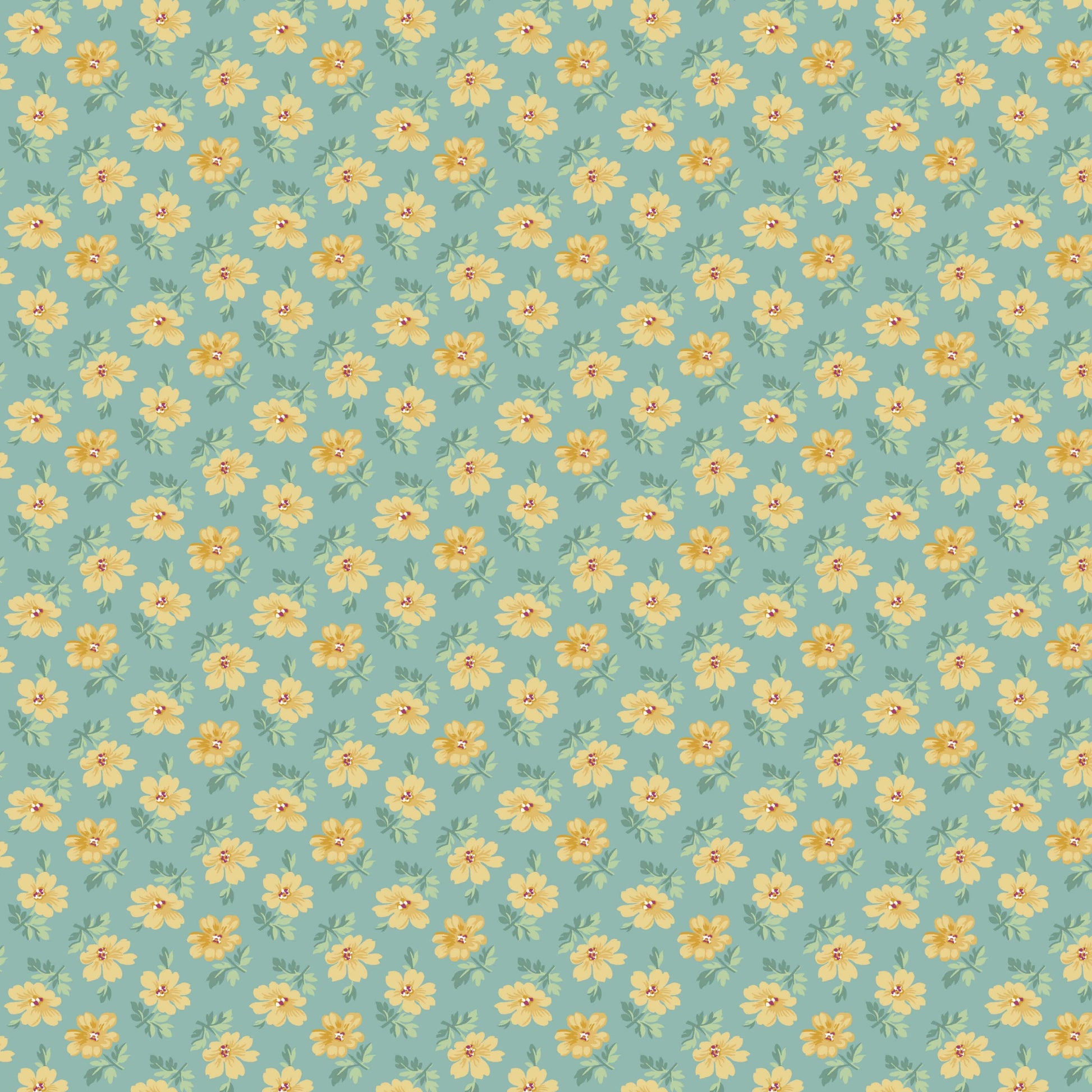 Makower Fabric Avalon Mini Flowers Green A698G