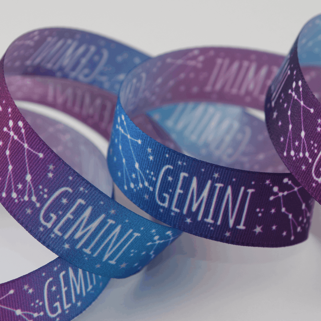 Berisfords Ribbon Zodiac Star Sign Ribbon: Gemini: 15mm wide. Price per metre.  - The Sewing Studio