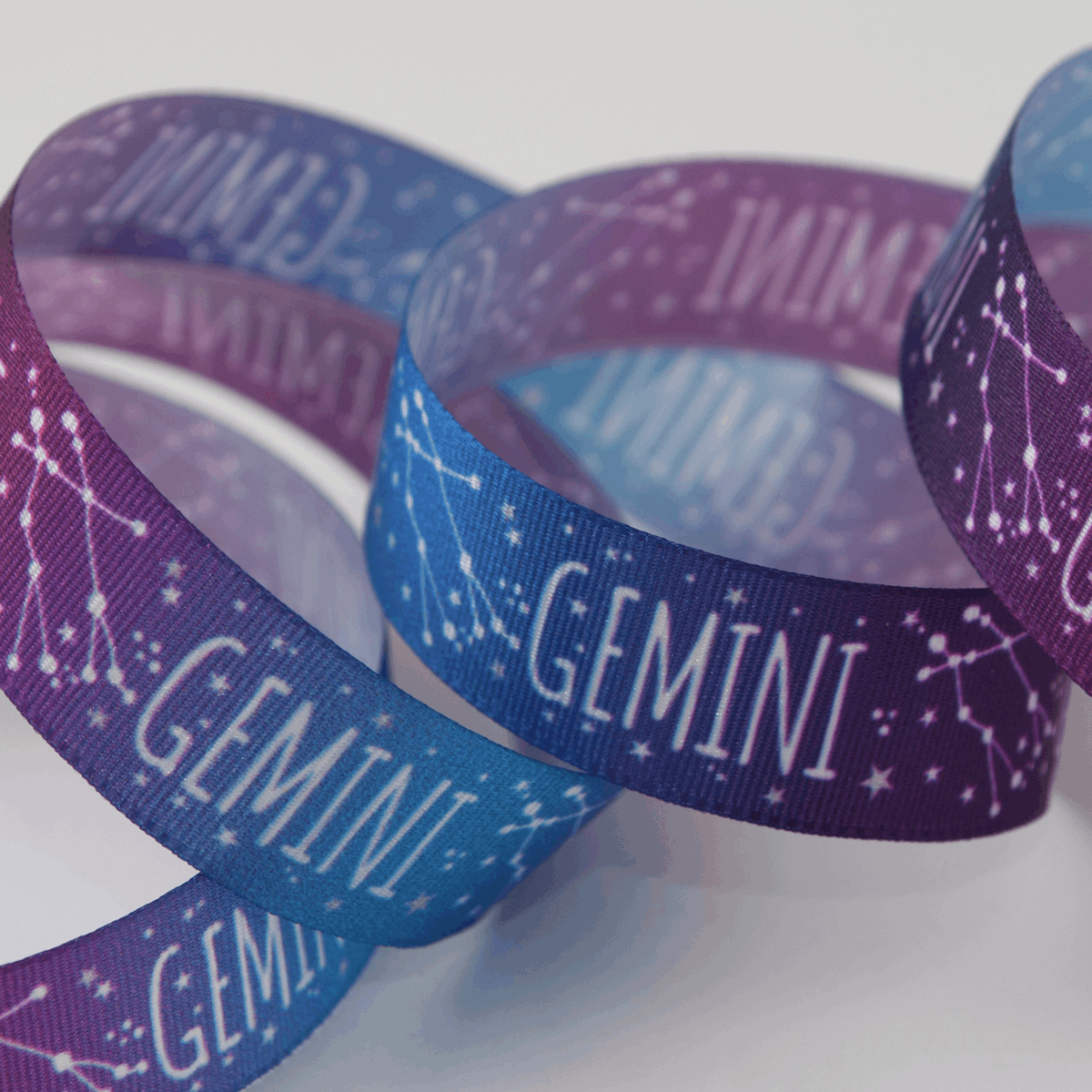 Berisfords Ribbon Zodiac Star Sign Ribbon: Gemini: 15mm wide. Price per metre.  - The Sewing Studio