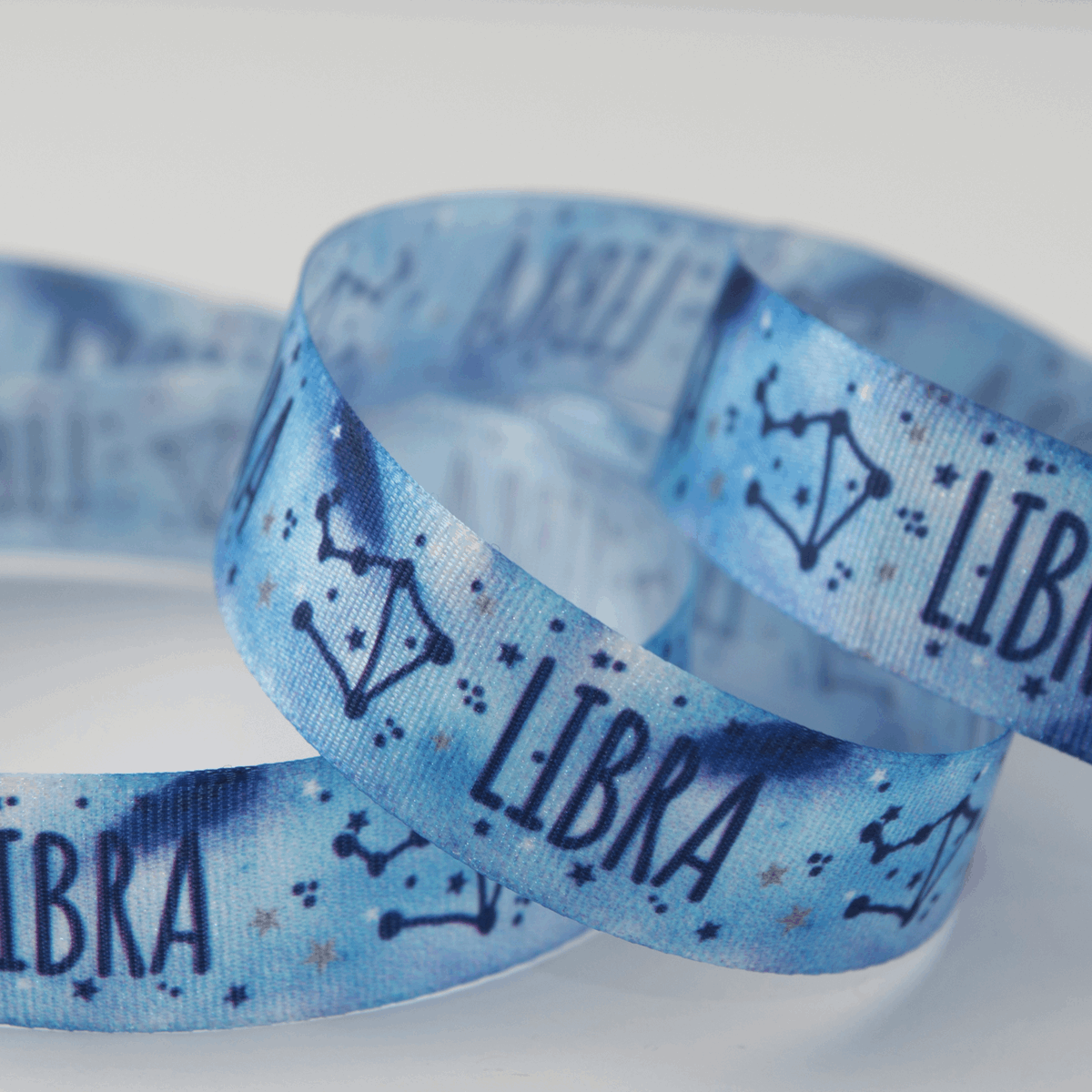 Berisfords Ribbon Zodiac Star Sign Ribbon: Libra: 15mm wide. Price per metre.  - The Sewing Studio