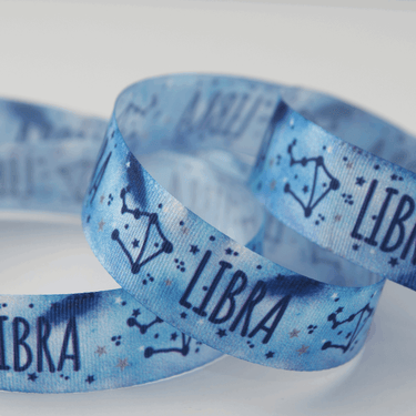 Berisfords Ribbon Zodiac Star Sign Ribbon: Libra: 15mm wide. Price per metre.  - The Sewing Studio for sale UK - The Sewing Studio