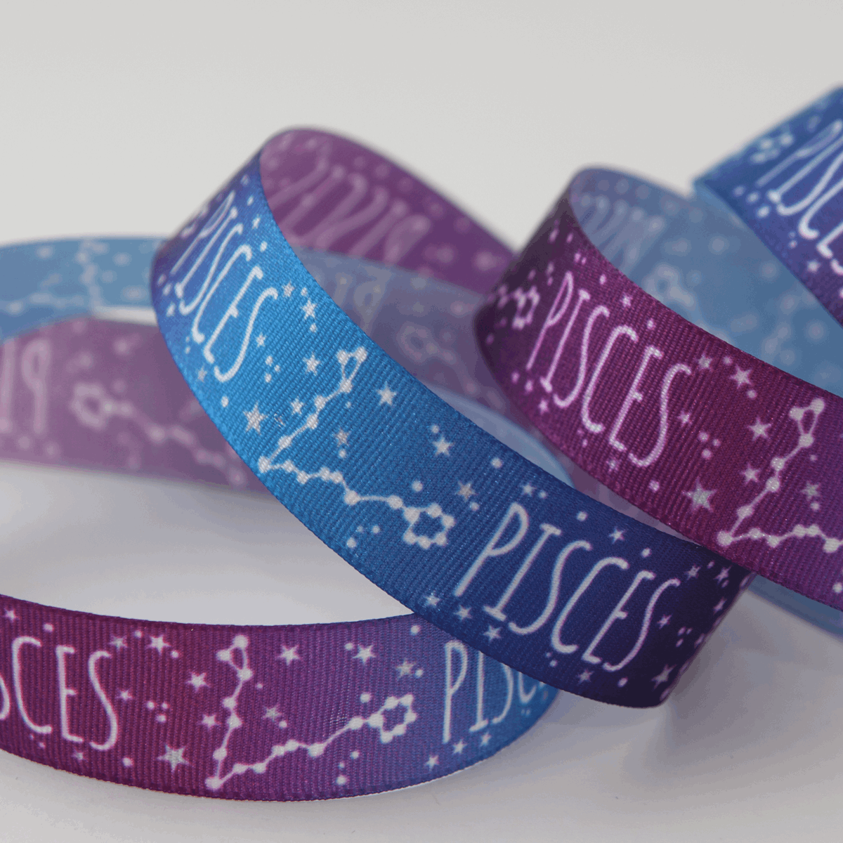 Berisfords Ribbon Zodiac Star Sign Ribbon: Pisces: 15mm wide. Price per metre.  - The Sewing Studio