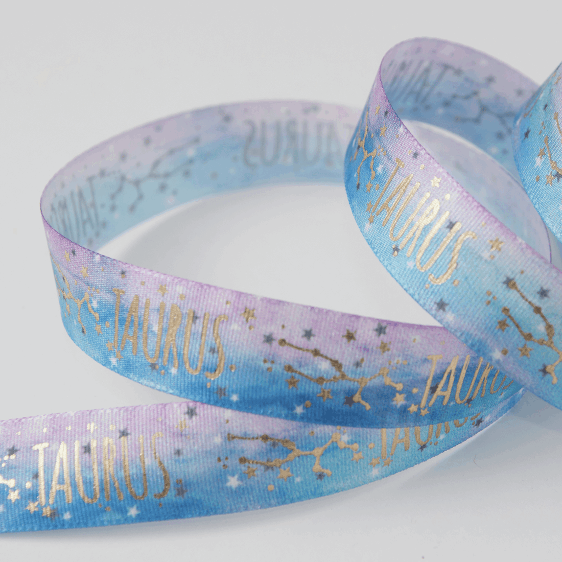 Berisfords Ribbon Zodiac Star Sign Ribbon: Taurus: 15mm wide. Price per metre.  - The Sewing Studio