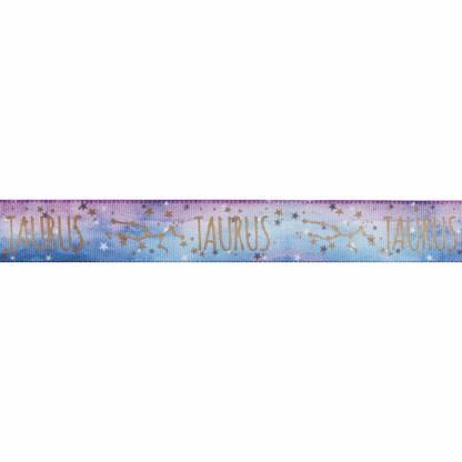 Berisfords Ribbon Zodiac Star Sign Ribbon: Taurus: 15mm wide. Price per metre.  - The Sewing Studio