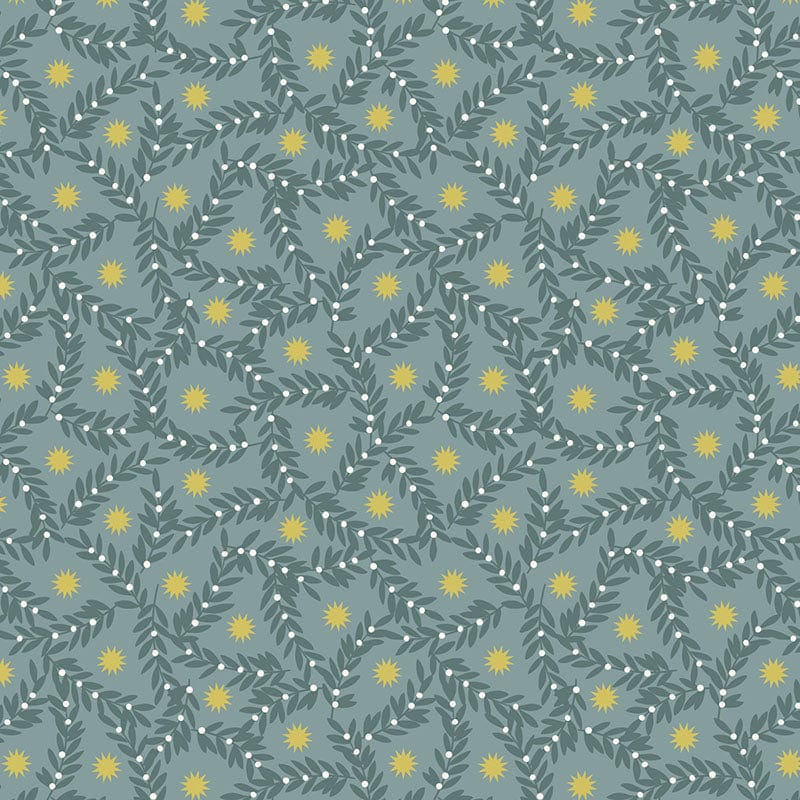 Lewis and Irene Noel Metallic Gold Star and Berries Blue C67.2