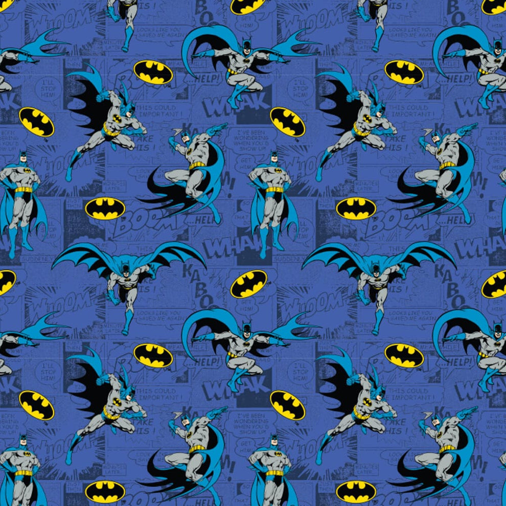 Camelot Fabrics Fabric DC Comics Batman Fabric Comics Blue Whole Bolt 10 Metres  - The Sewing Studio