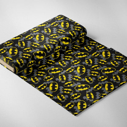 Camelot Fabrics Fabric DC Comics Batman Fabric Logo Overlay Whole Bolt 10 Metres  - The Sewing Studio