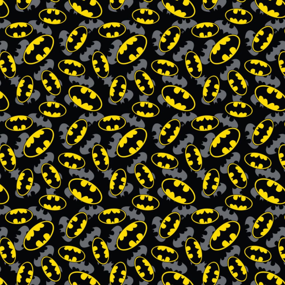 Camelot Fabrics Fabric DC Comics Batman Fabric Logo Overlay Whole Bolt 10 Metres  - The Sewing Studio