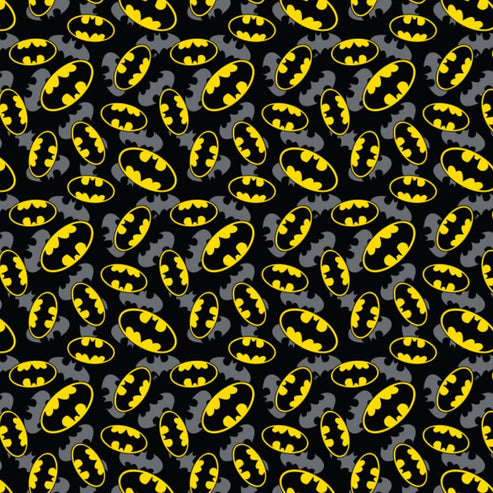 Camelot Fabrics Fabric DC Comics Batman Fabric Logo Overlay Whole Bolt 10 Metres  - The Sewing Studio