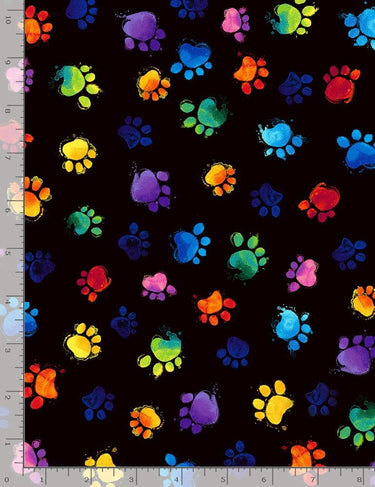 Timeless Treasures Patchwork Fabric Paw Prints Multi