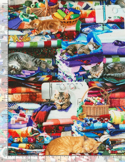 Cat On Quilts Fabric