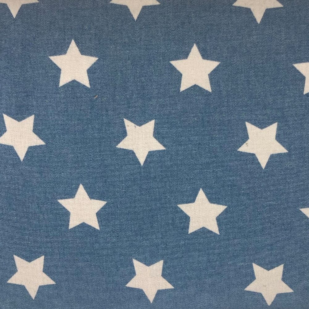 Craft Cotton Co Fabric Chambray Printed Cotton Large Stars  - The Sewing Studio