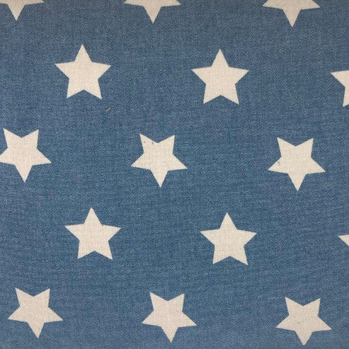 Craft Cotton Co Fabric Chambray Printed Cotton Large Stars  - The Sewing Studio