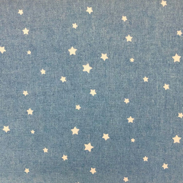 Craft Cotton Co Fabric Chambray Printed Cotton Stars  - The Sewing Studio for sale UK - The Sewing Studio