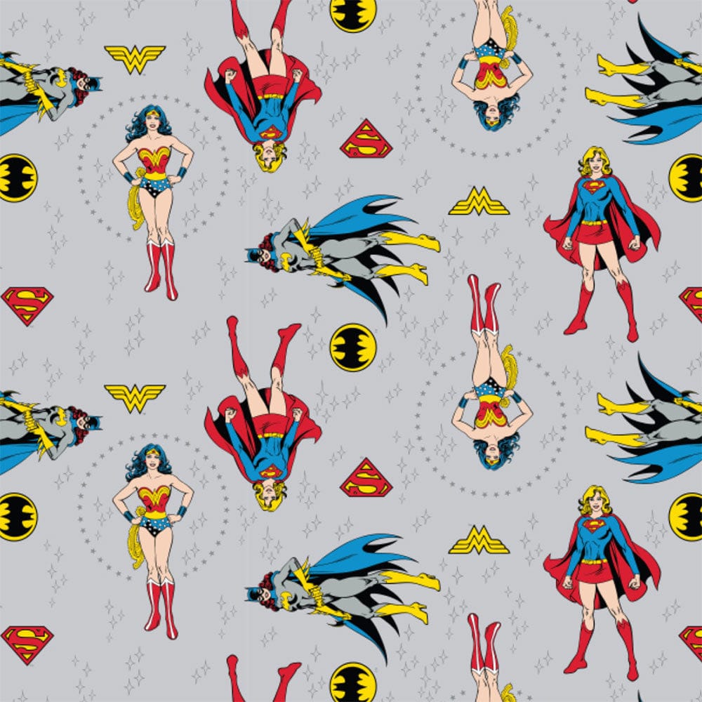 Craft Cotton Co Fabric DC Comics Girl Power Grey Fabric  - The Sewing Studio