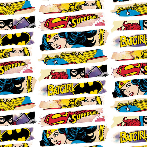 Craft Cotton Co Fabric DC Comics Heroines White Fabric  - The Sewing Studio