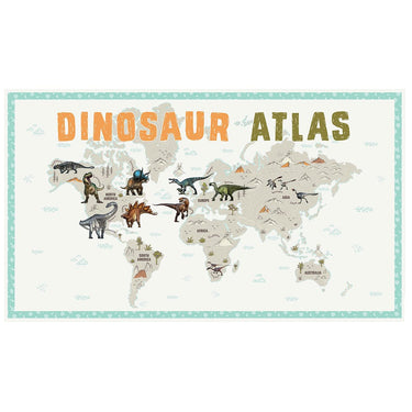 Craft Cotton Co Fabric Panels & Labels Age of the Dinosaurs Fabric Panel 112x65cm  - The Sewing Studio for sale UK - The Sewing Studio