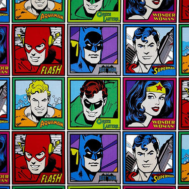 Craft Cotton Co Fabric Panels & Labels DC Comics Meet The Heroes Quilting Fabric 30cm Strips  - The Sewing Studio for sale UK - The Sewing Studio