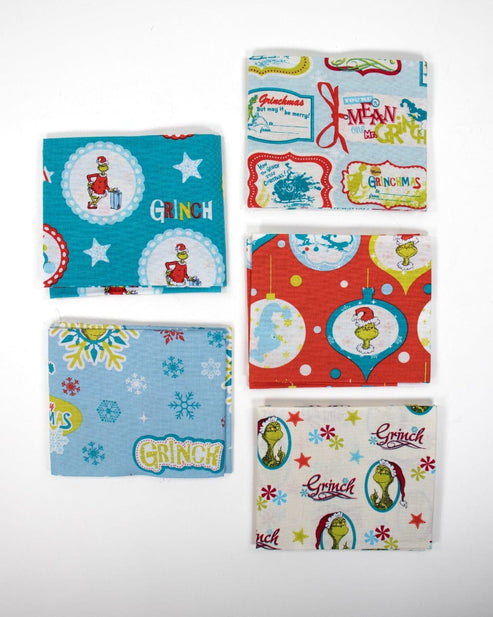 Craft Cotton Co Fabric Pre Cuts Grinch Christmas Fabric Fat Quarter Pack  - The Sewing Studio