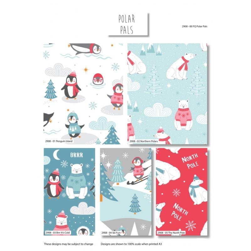 Craft Cotton Co Fabric Pre Cuts Polar Pals Christmas Fat Quarter Pack 2908-00  - The Sewing Studio