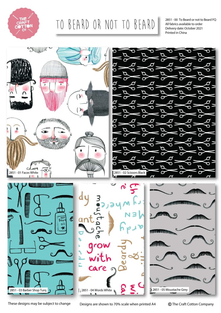 Craft Cotton Co Fabric Pre Cuts To Beard or Not to Beard Fat Quarter Pack  - The Sewing Studio