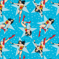 Craft Cotton Co Fabric Wonder Woman Girl Power Blue Quilting Fabric  - The Sewing Studio