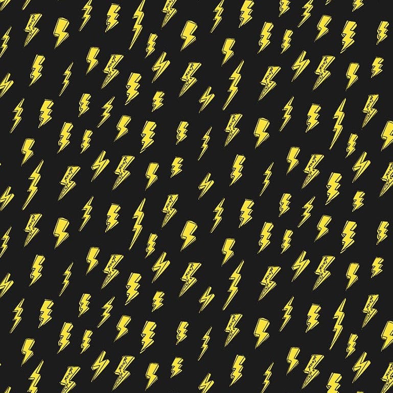 Dear Stella Fabric After Dark Fabric Rock N Roll Lightning Bolt Black  - The Sewing Studio