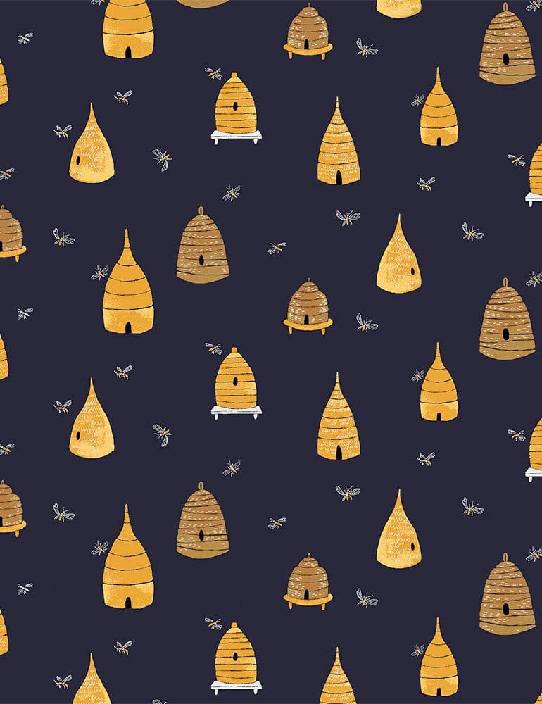 Dear Stella Fabric Bee Hives Navy Blue  - The Sewing Studio