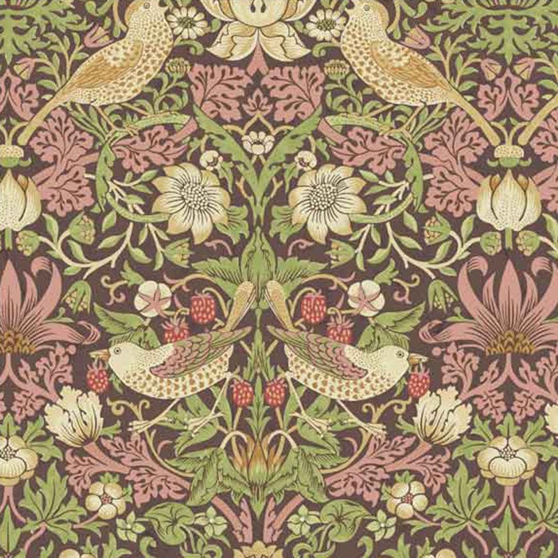 Freespirit Fabric Morris and Co Thameside Fabric Strawberry Thief Chocolate 7001-027  - The Sewing Studio