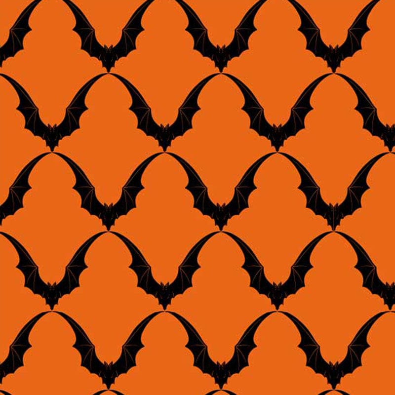 Freespirit Fabric Scaredy Cat Fabric Bat Ric Rac Orange PWRH033  - The Sewing Studio