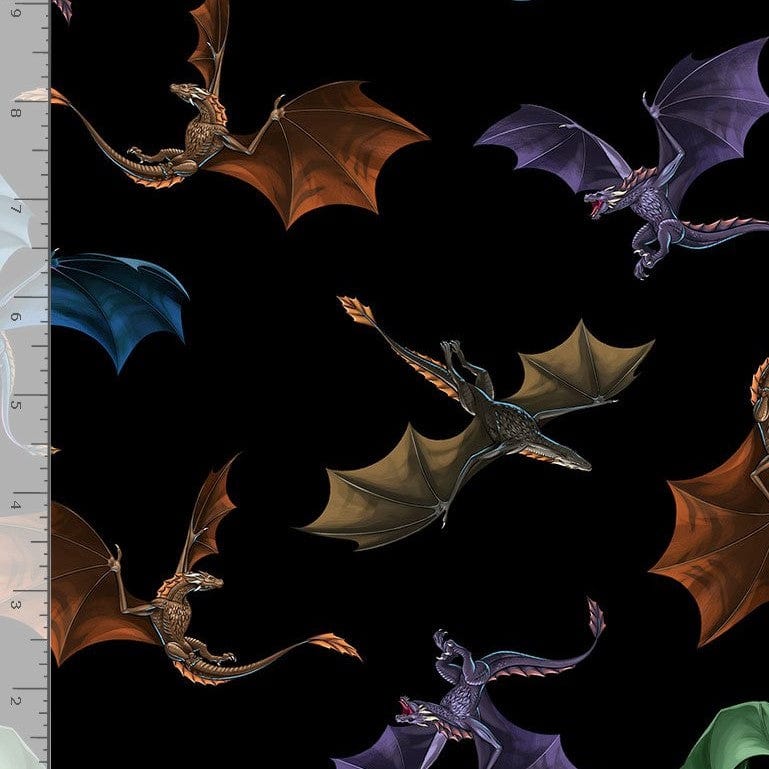 Timeless Treasures Fabric Dragons Black