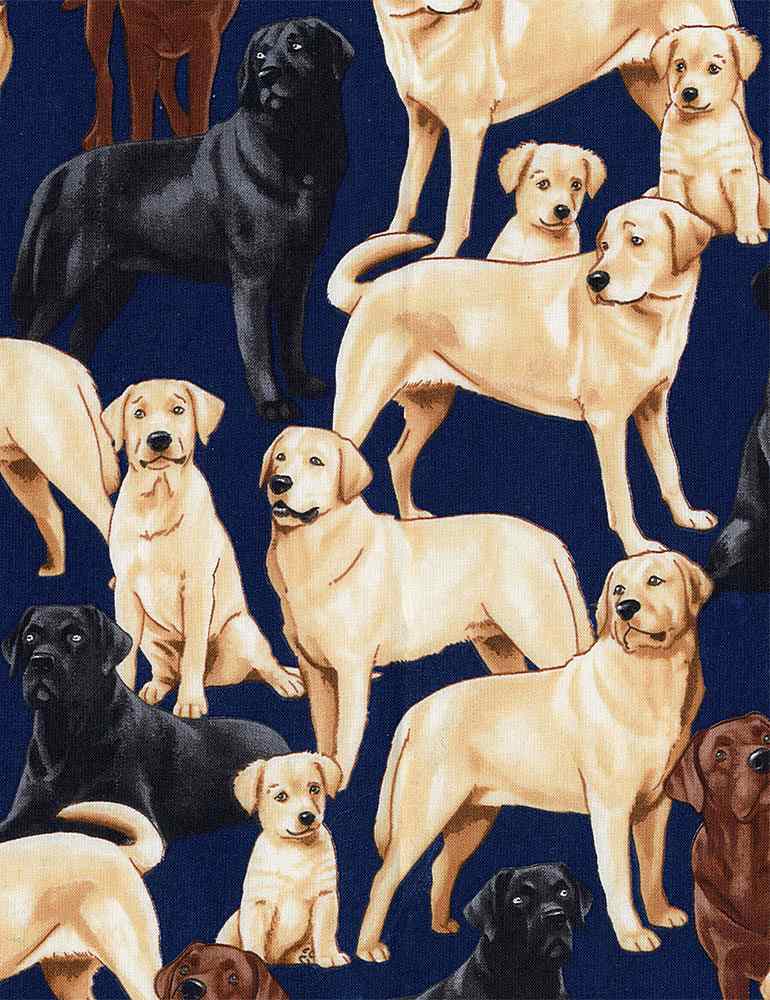 Timeless Treasures Fabric Labradors Navy