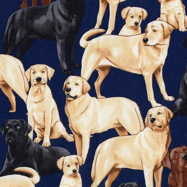 Timeless Treasures Fabric Labradors Navy