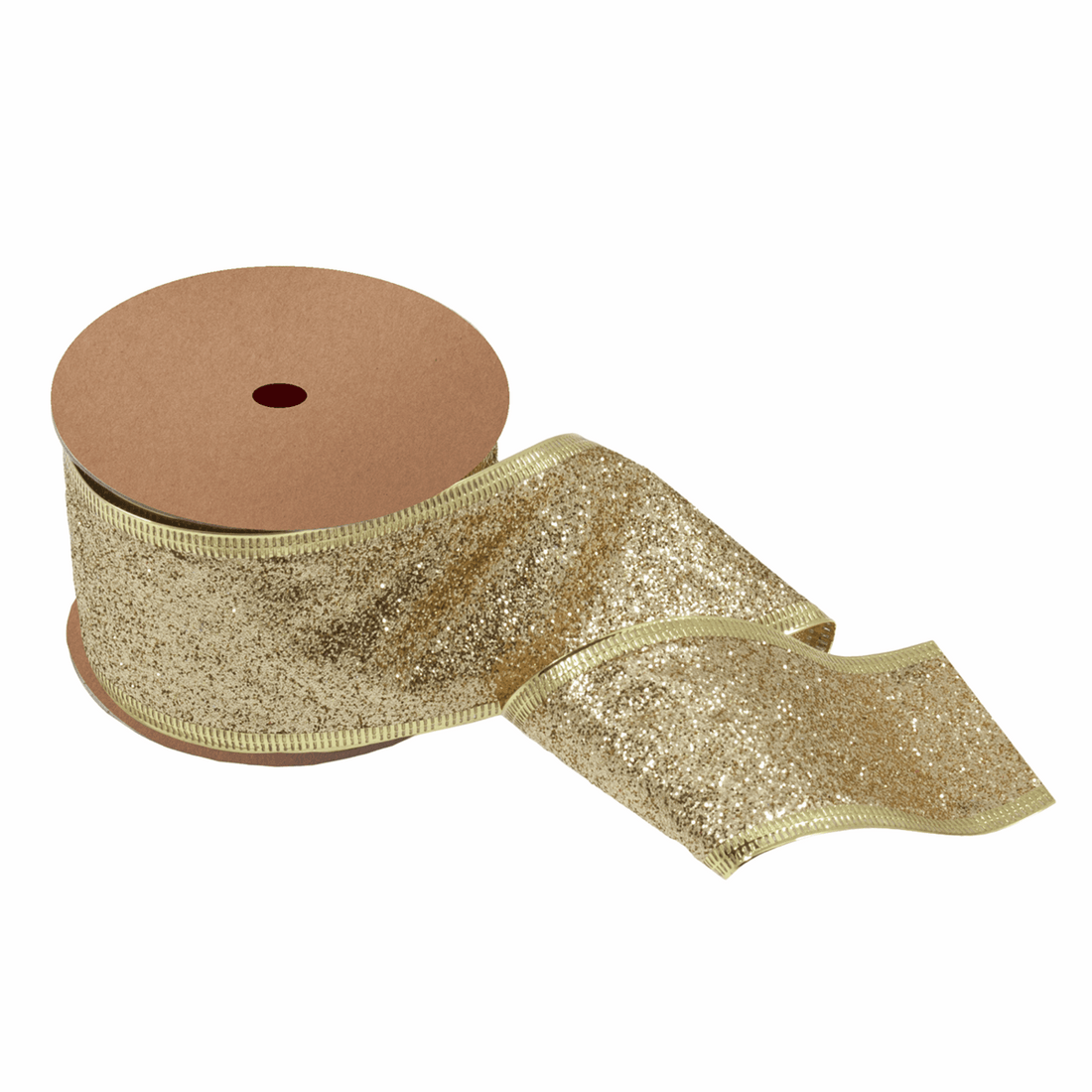 Groves Ribbon Glitter Ribbon Gold 63mm Wide Price Per Metre  - The Sewing Studio