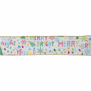 Groves Ribbon Premium Wire Edge Ribbon: Merry & Bright: 63mm Wide  - The Sewing Studio for sale UK - The Sewing Studio