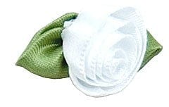 Groves Ribbon Rose with Green Leaves: White: 30mm  - The Sewing Studio for sale UK - The Sewing Studio